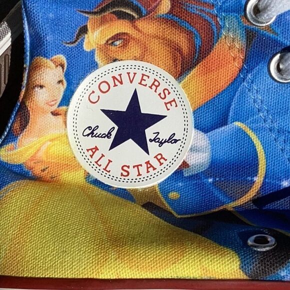 BEAUTY AND THE BEAST FAN ART HIGH TOP CONVERSE CUSTOM SNEAKER MEN 8.5 WOMEN 10.5 - Picture 11 of 14